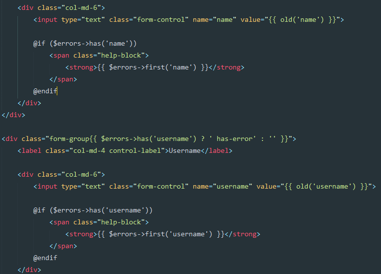 username laravel 5.2